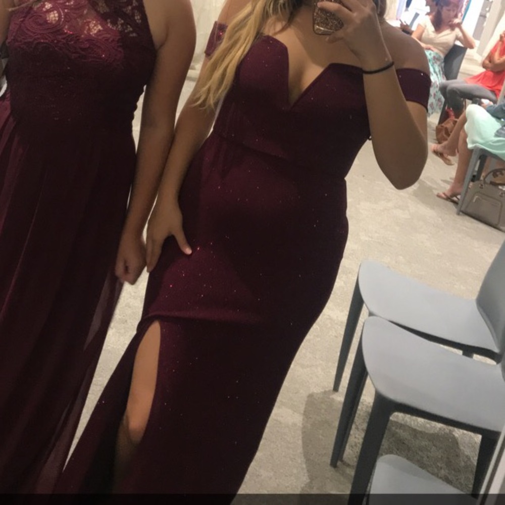Sparkly Wine David’s bridal bridesmaid/prom dress